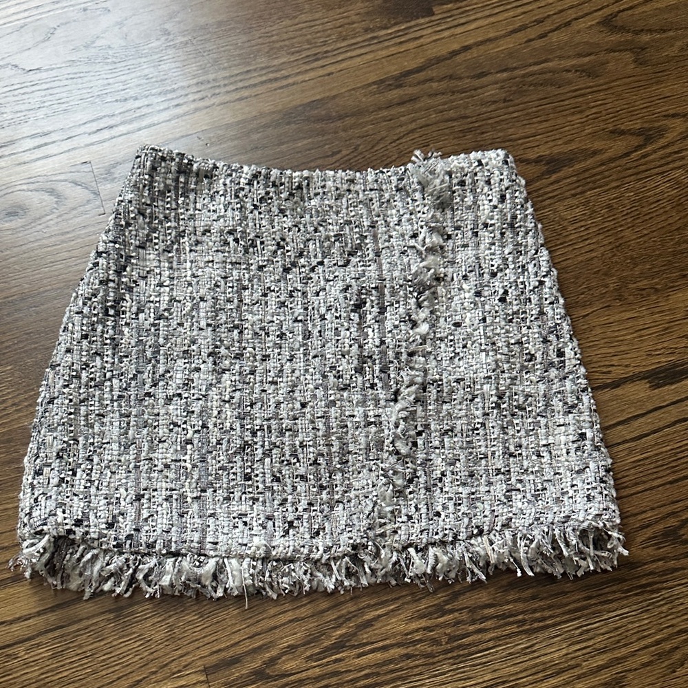 Aqua Tweed Pencil Skirt in Black and White